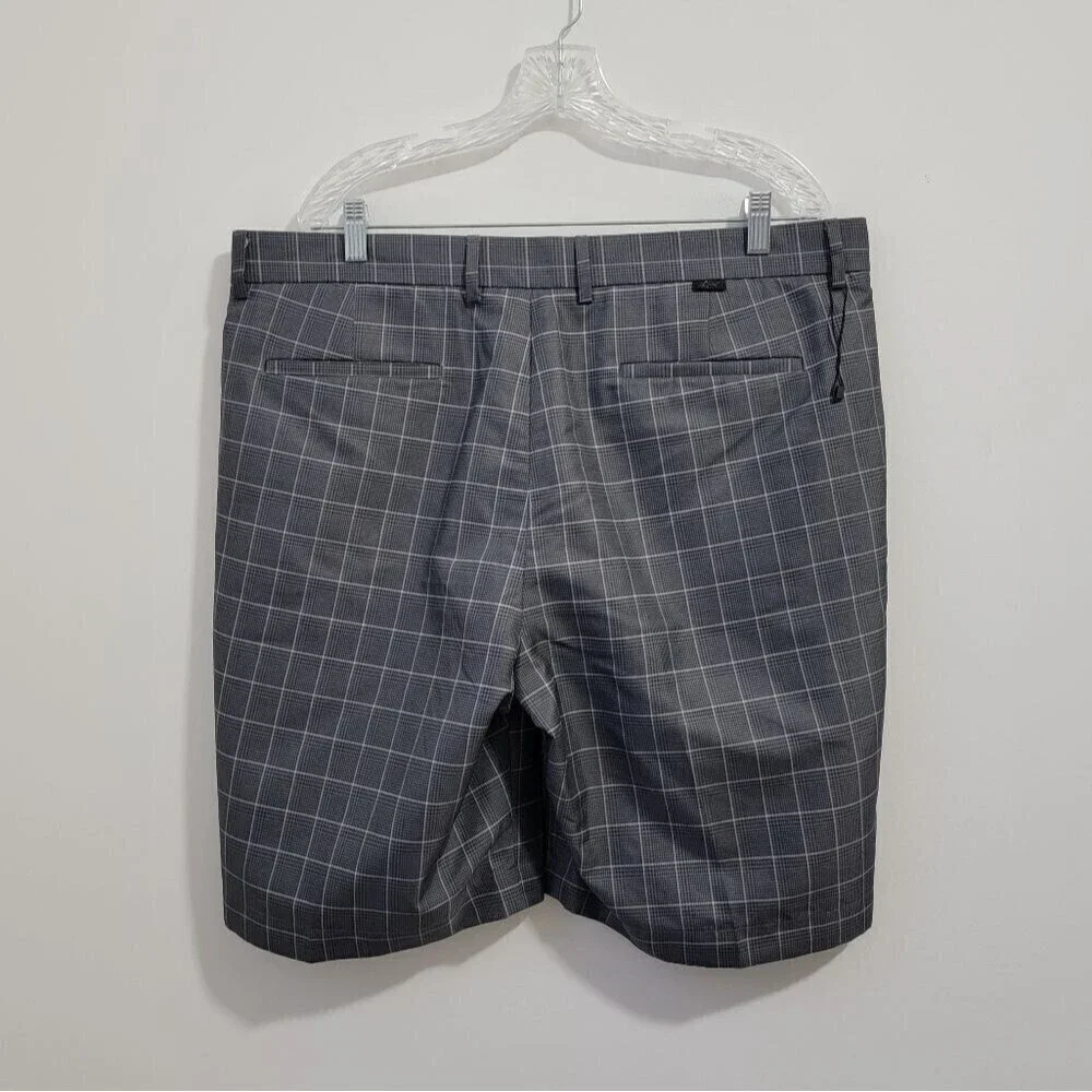 GREG NORMAN Gray Plaid Golf Shorts Size 38